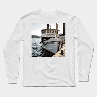 An old steamboat arrives at a pier in the Swedish capital Stockholm Long Sleeve T-Shirt